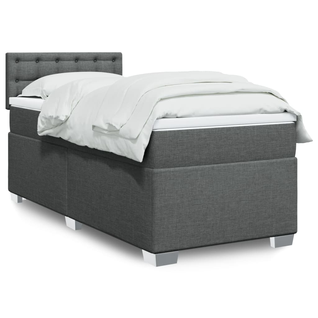 vidaXL Boxspring met matras stof lichtgrijs 90x200 cm
