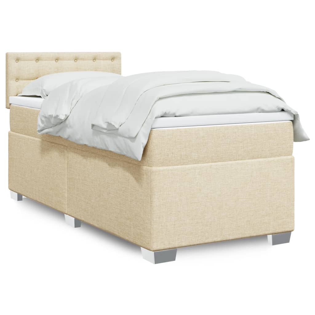 vidaXL Boxspring met matras stof lichtgrijs 90x200 cm