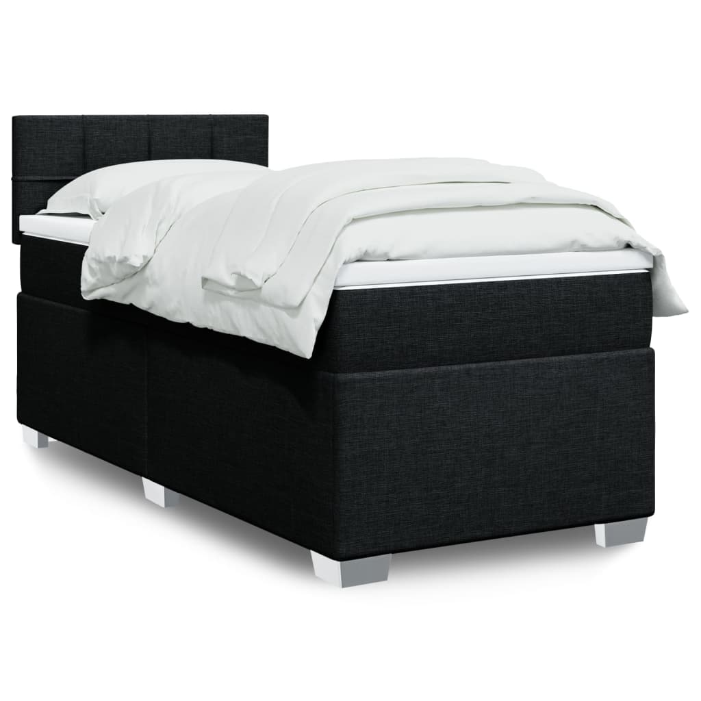 vidaXL Boxspring met matras stof lichtgrijs 90x200 cm