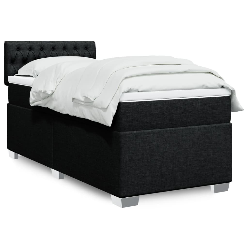 vidaXL Boxspring met matras stof lichtgrijs 90x200 cm