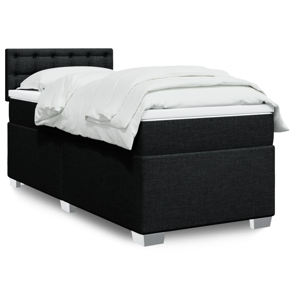 vidaXL Boxspring met matras stof lichtgrijs 90x200 cm