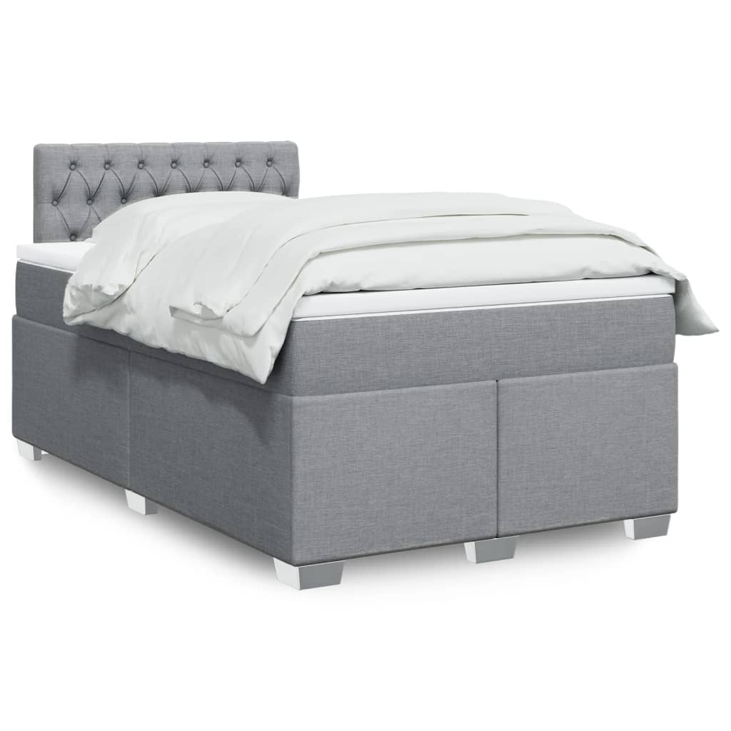 vidaXL Boxspring met matras stof lichtgrijs 90x200 cm