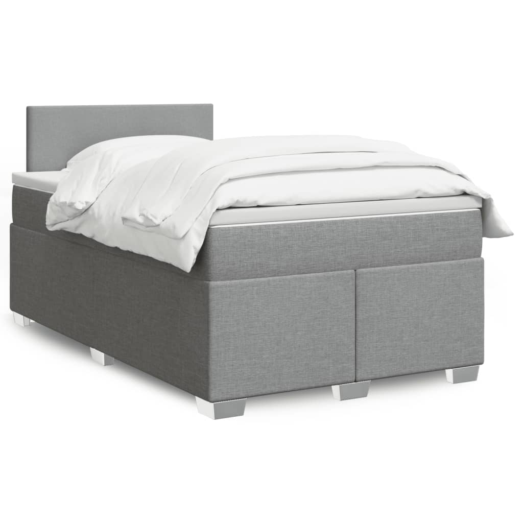 vidaXL Boxspring met matras stof lichtgrijs 90x200 cm