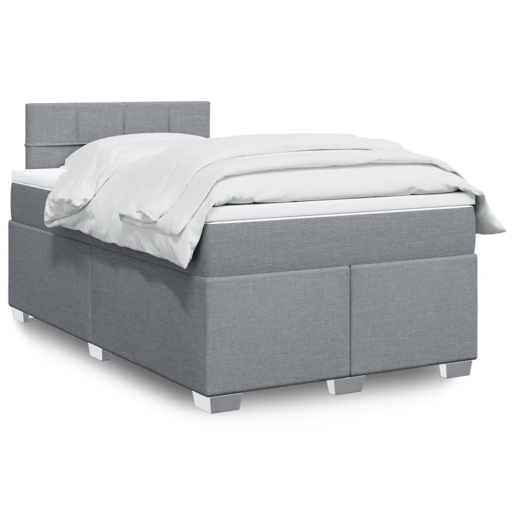 vidaXL Boxspring met matras stof lichtgrijs 90x200 cm