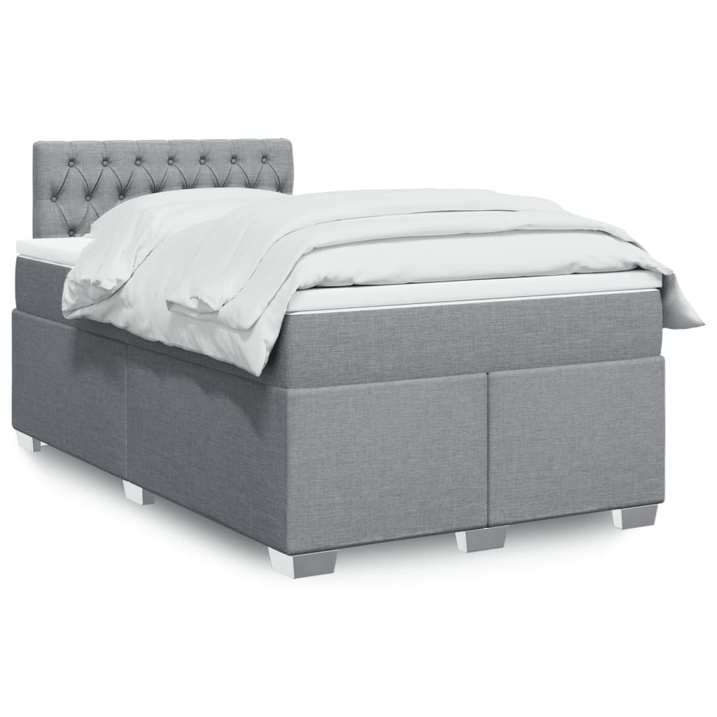 vidaXL Boxspring met matras stof lichtgrijs 90x200 cm
