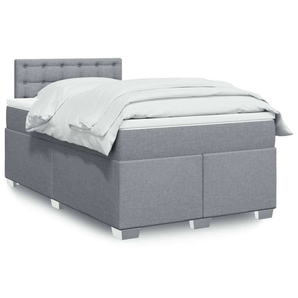 vidaXL Boxspring met matras stof lichtgrijs 90x200 cm
