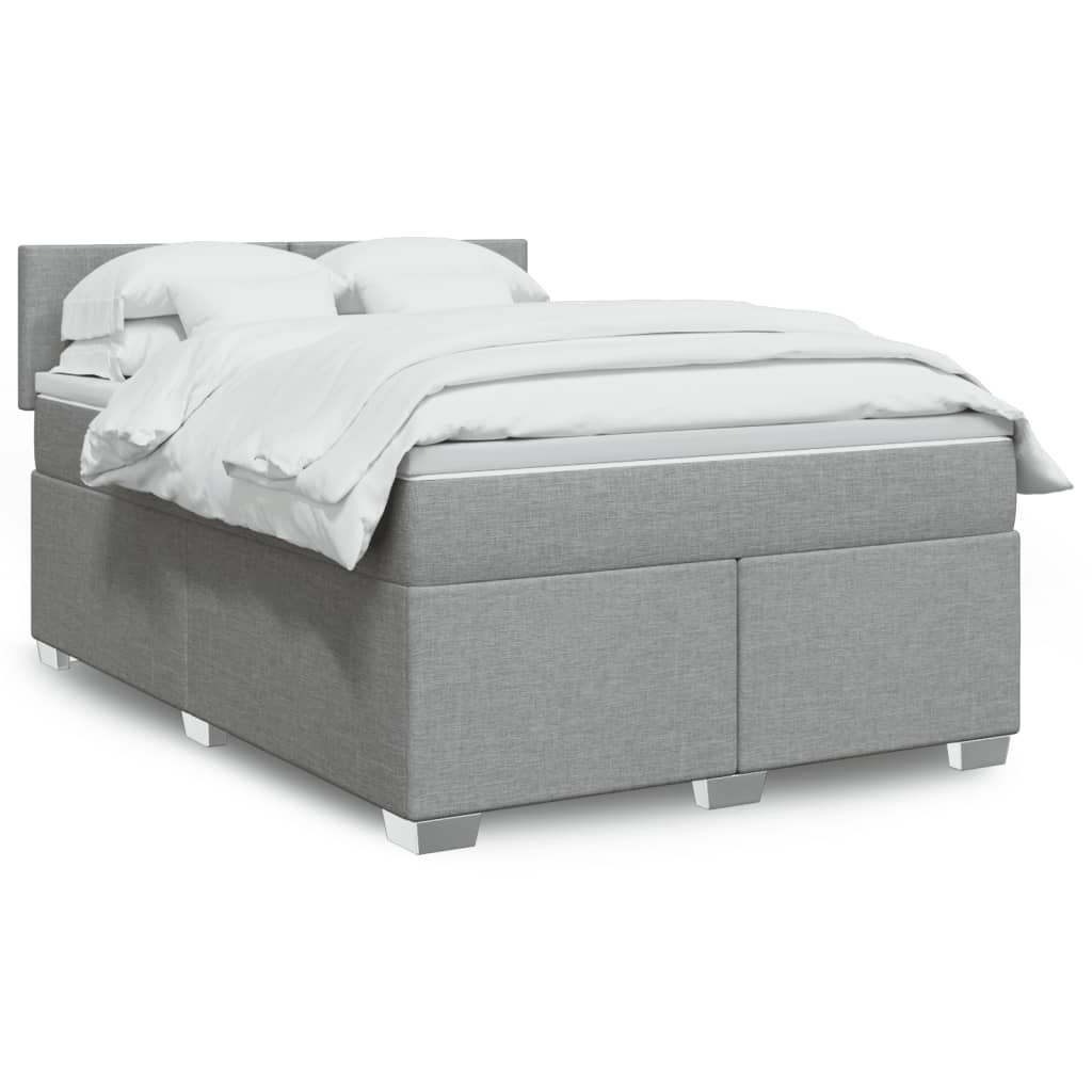 vidaXL Boxspring met matras stof lichtgrijs 90x200 cm
