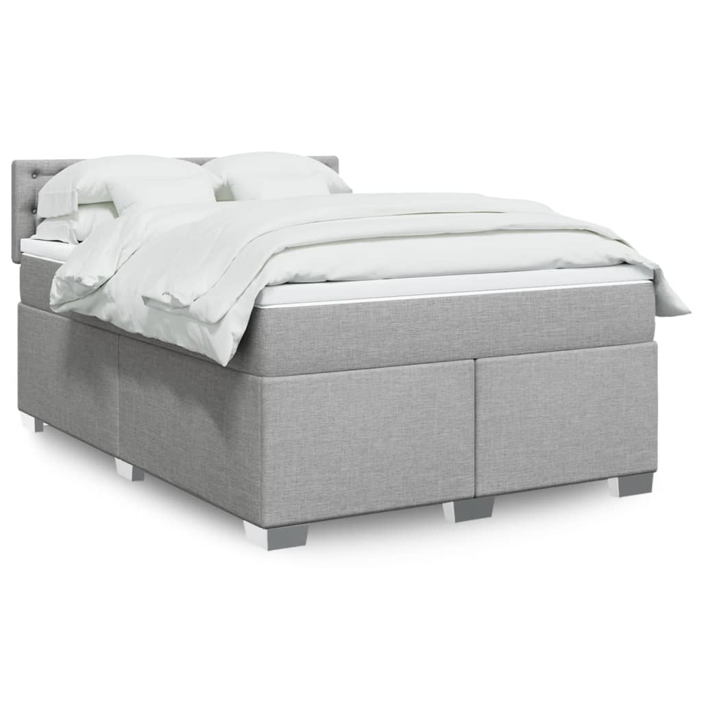 vidaXL Boxspring met matras stof lichtgrijs 90x200 cm