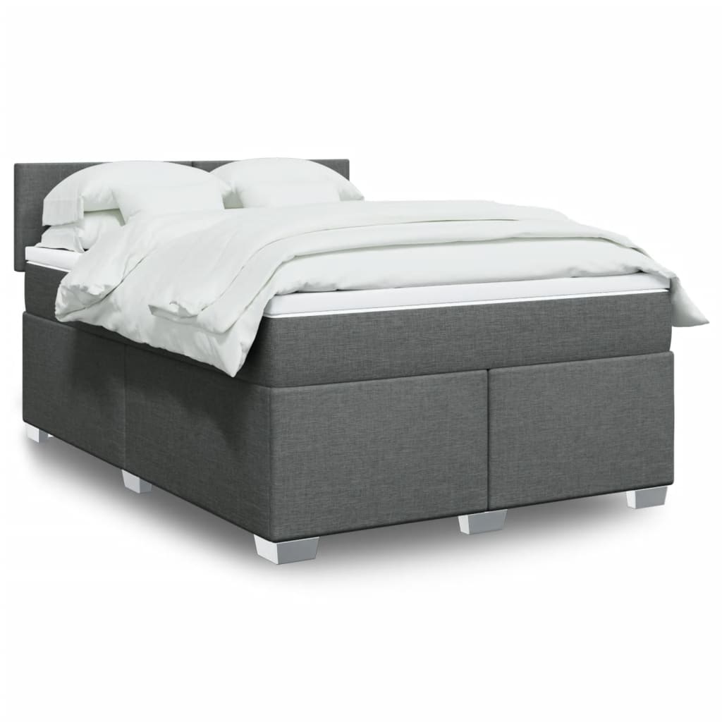 vidaXL Boxspring met matras stof lichtgrijs 90x200 cm