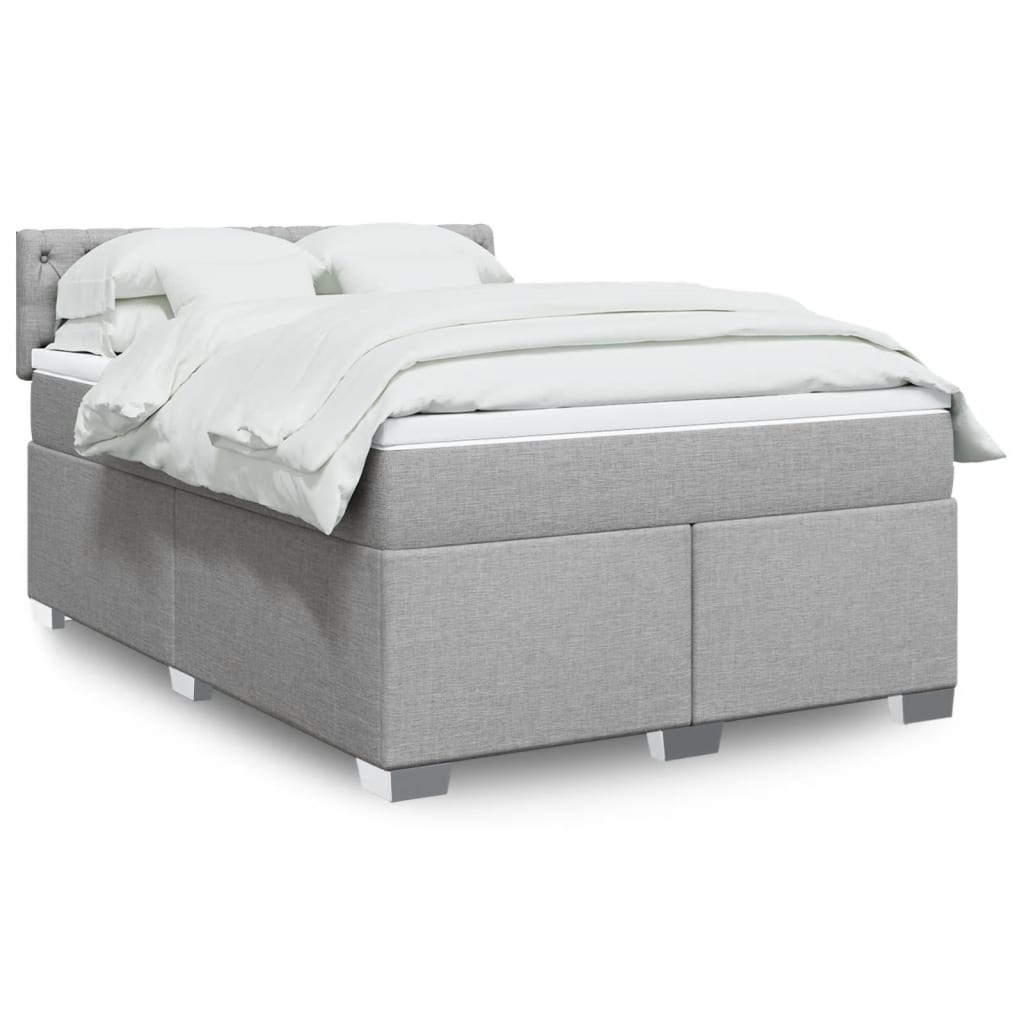 vidaXL Boxspring met matras stof lichtgrijs 90x200 cm