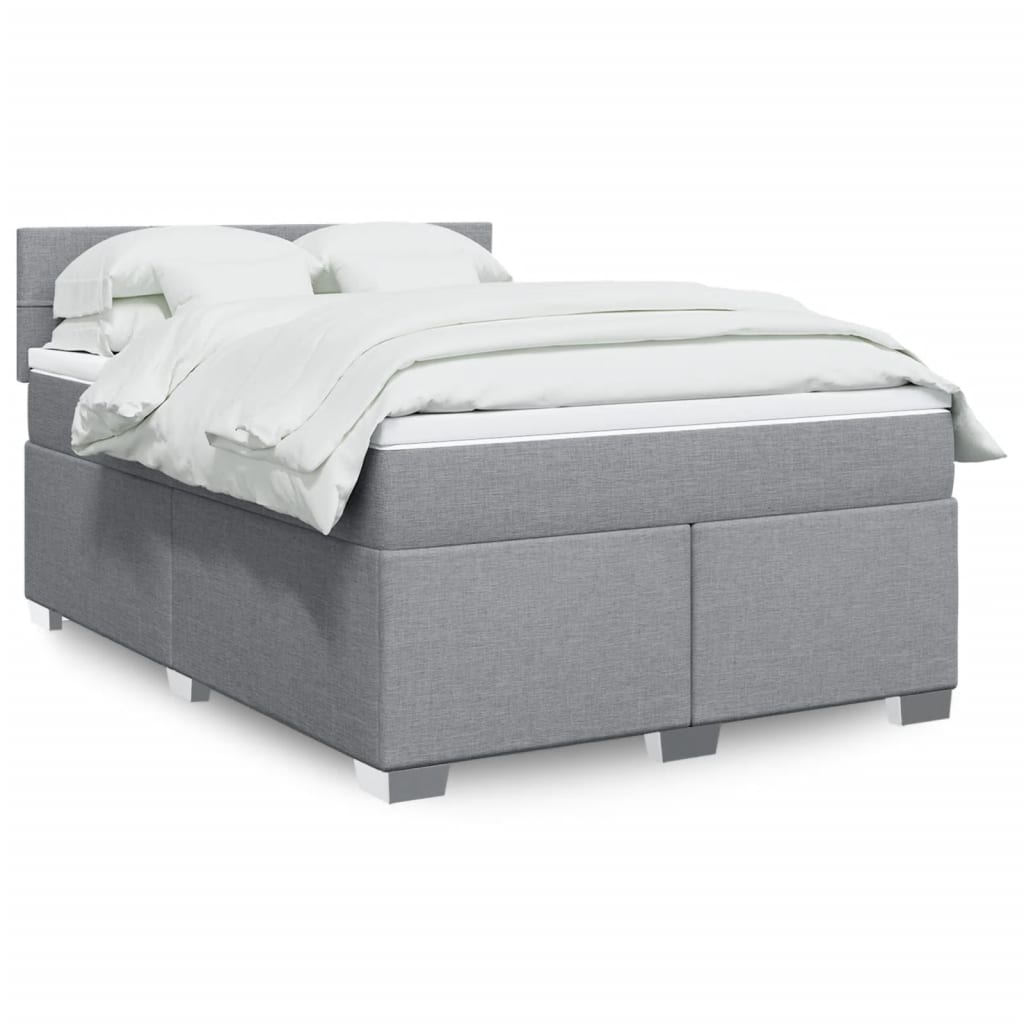 vidaXL Boxspring met matras stof lichtgrijs 90x200 cm