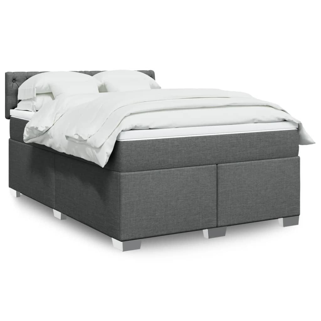 vidaXL Boxspring met matras stof lichtgrijs 90x200 cm