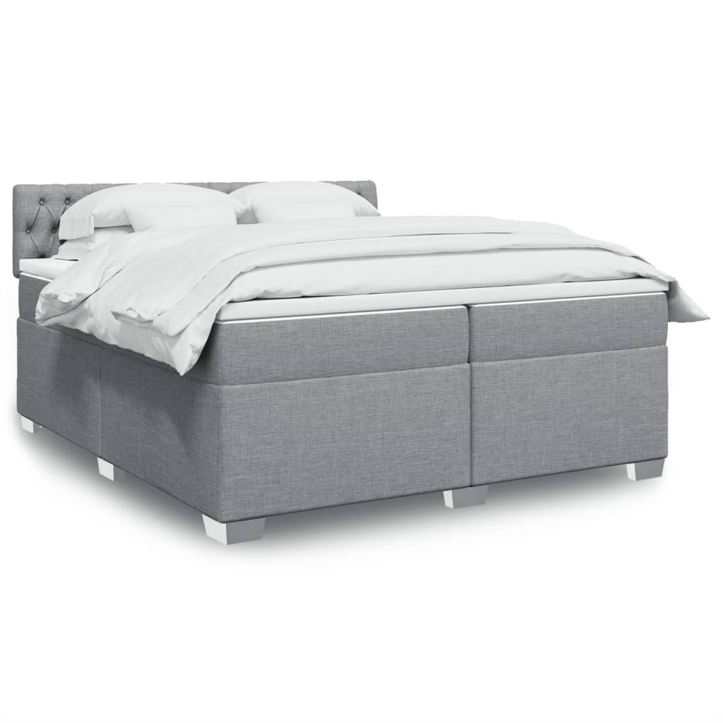 vidaXL Boxspring met matras stof lichtgrijs 90x200 cm
