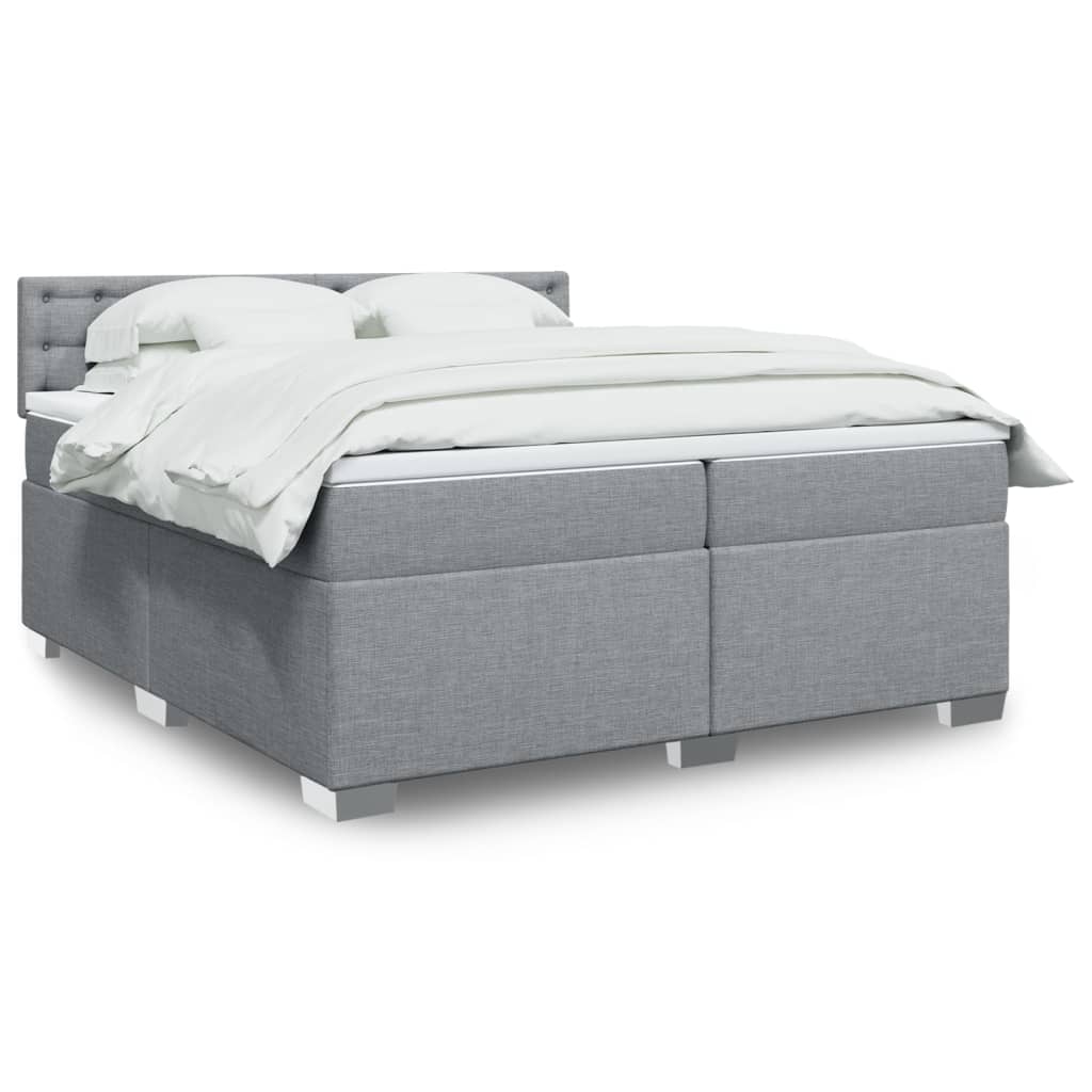 vidaXL Boxspring met matras stof lichtgrijs 90x200 cm