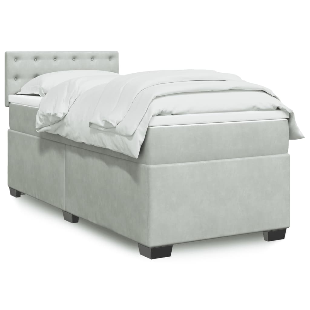 vidaXL Boxspring met matras fluweel donkergrijs 200x200 cm