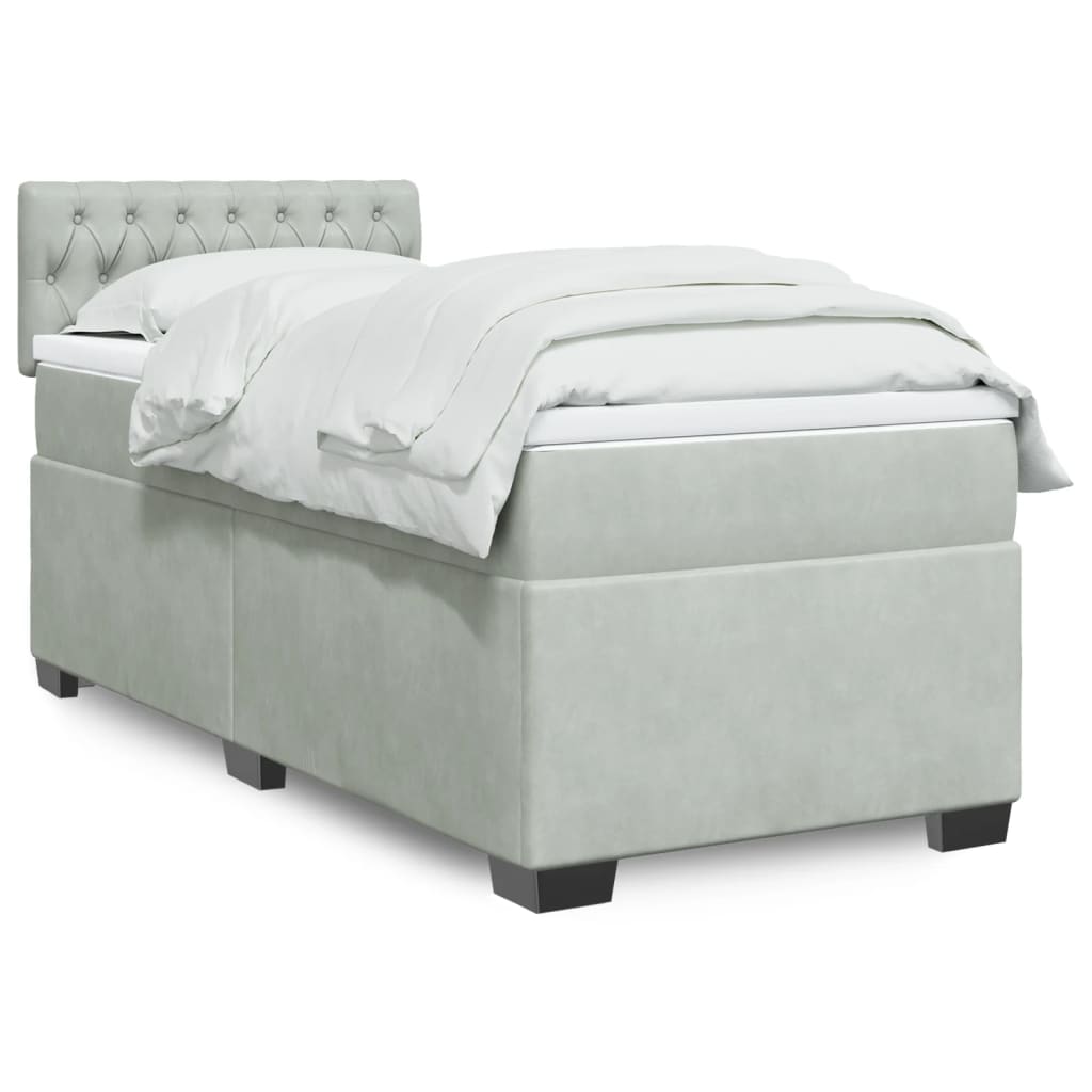 vidaXL Boxspring met matras fluweel donkergrijs 200x200 cm