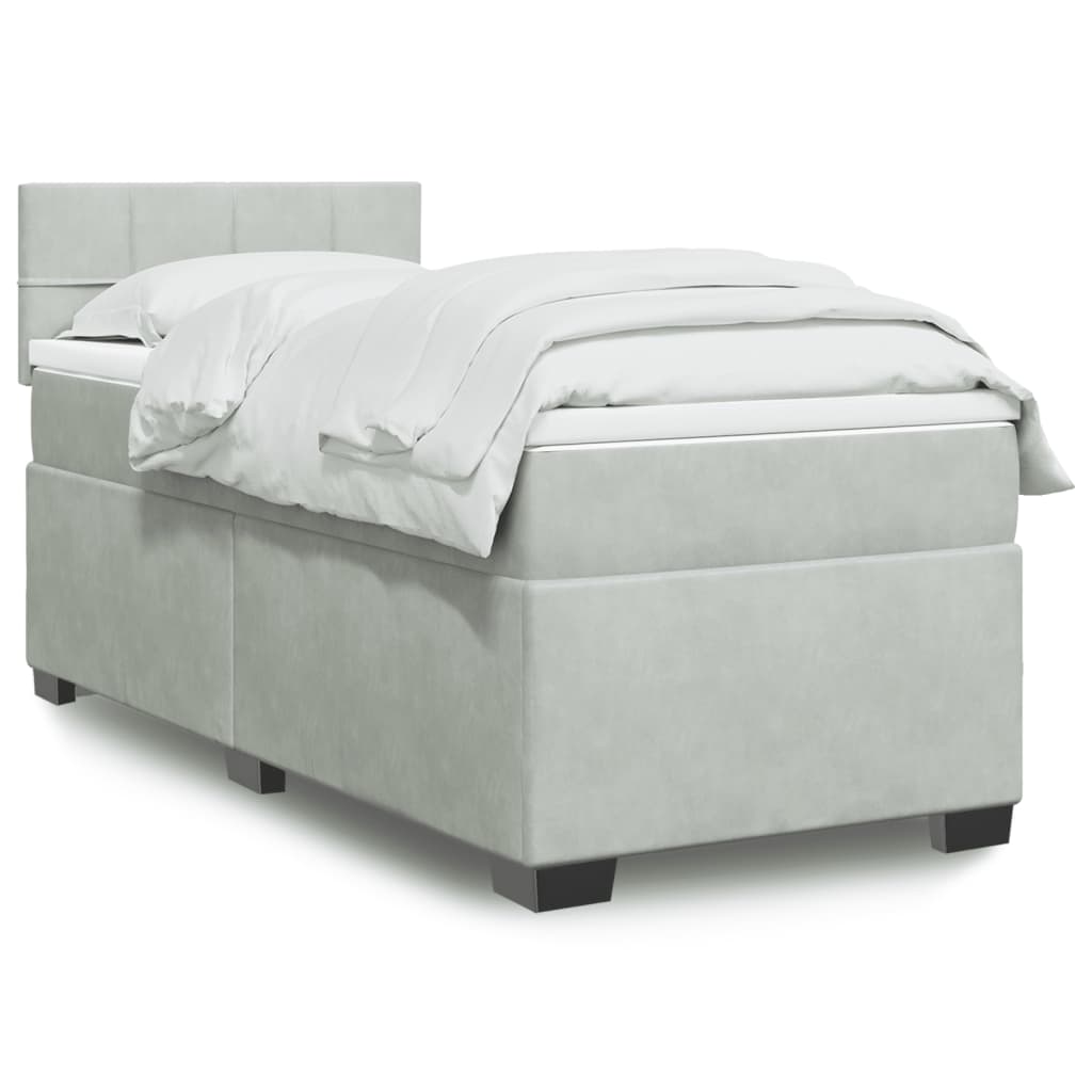 vidaXL Boxspring met matras fluweel donkergrijs 200x200 cm