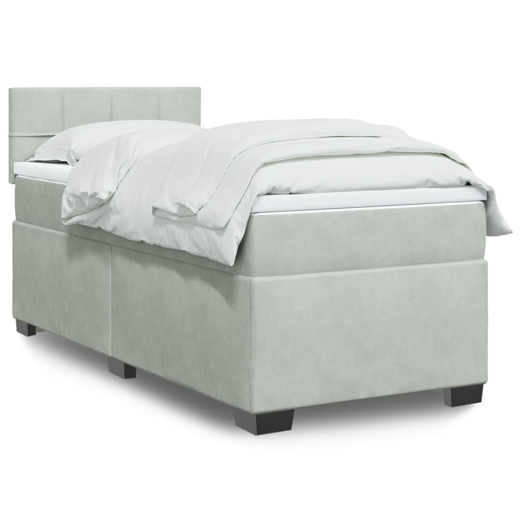 vidaXL Boxspring met matras fluweel donkergrijs 200x200 cm