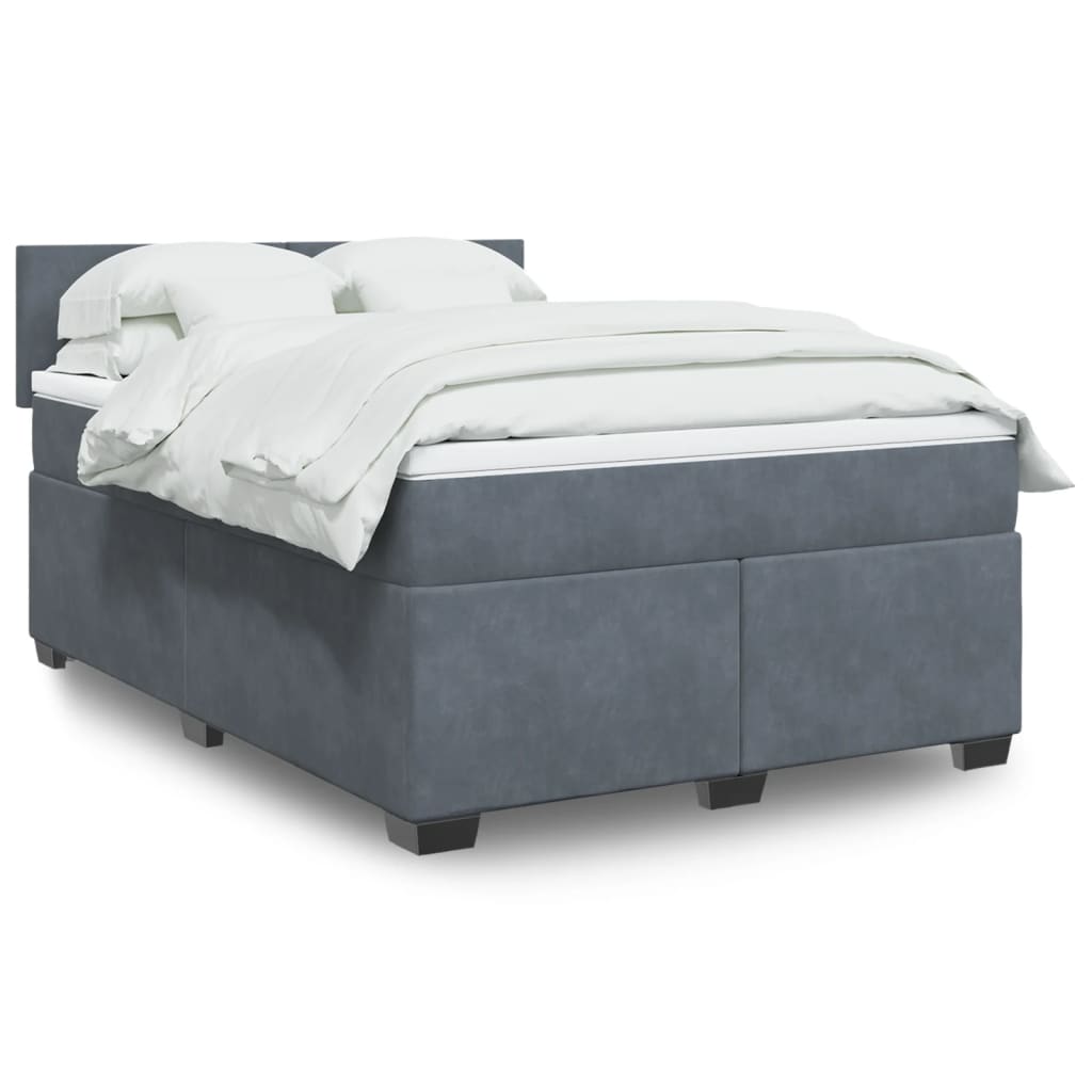 vidaXL Boxspring met matras fluweel donkergrijs 200x200 cm