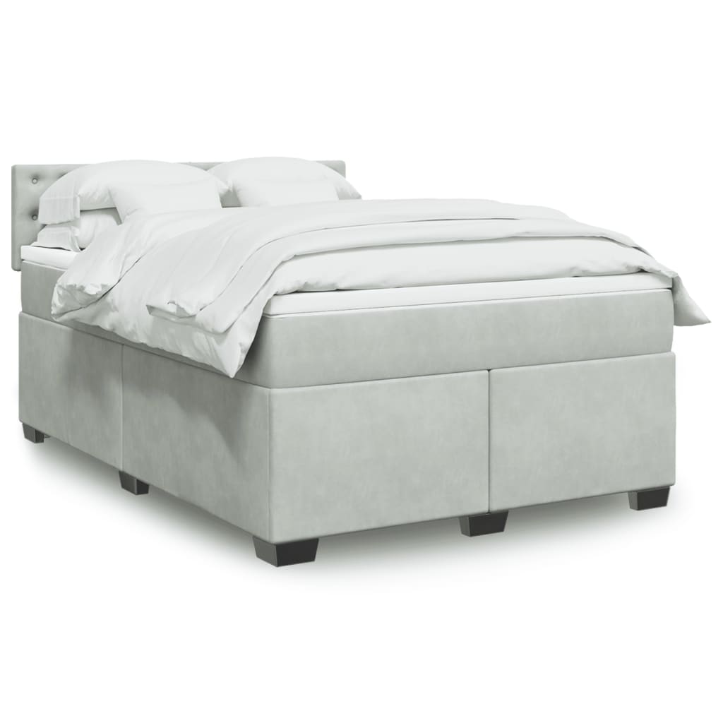 vidaXL Boxspring met matras fluweel donkergrijs 200x200 cm