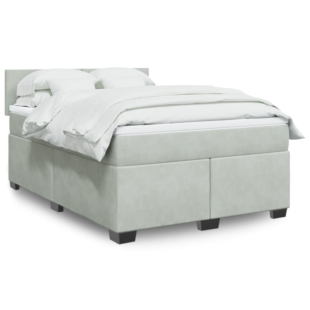 vidaXL Boxspring met matras fluweel donkergrijs 200x200 cm