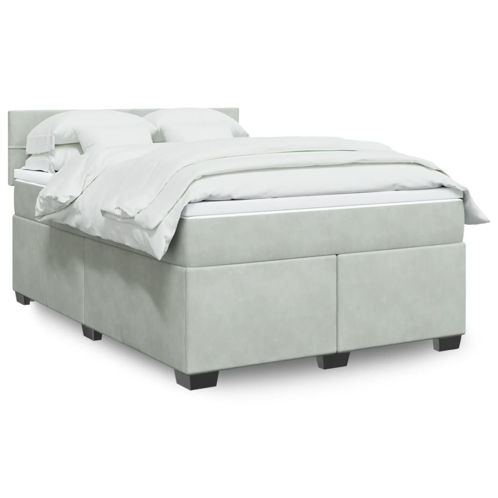 vidaXL Boxspring met matras fluweel donkergrijs 200x200 cm