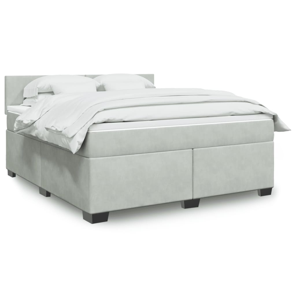 vidaXL Boxspring met matras fluweel donkergrijs 200x200 cm