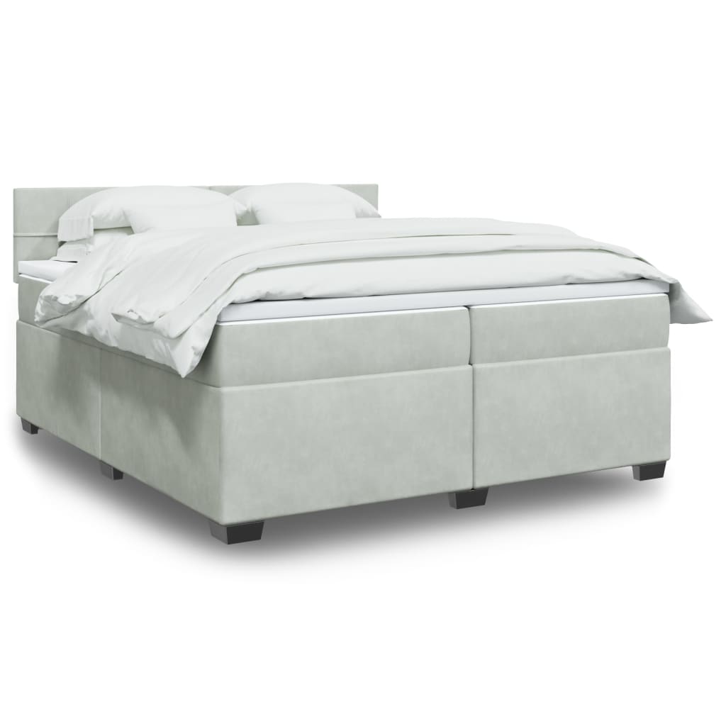 vidaXL Boxspring met matras fluweel donkergrijs 200x200 cm