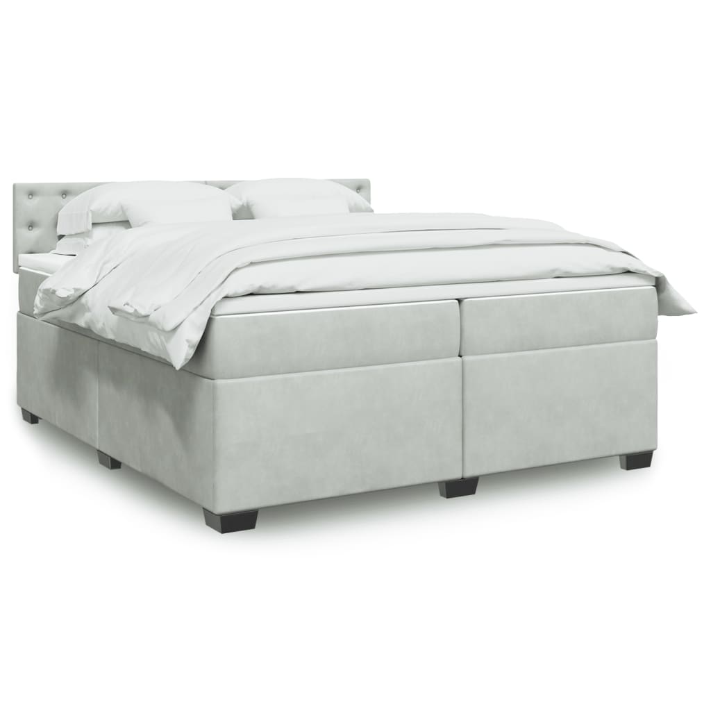vidaXL Boxspring met matras fluweel donkergrijs 200x200 cm