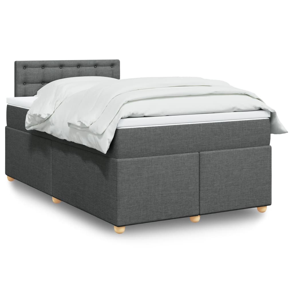 vidaXL Boxspring met matras stof donkergrijs 90x190 cm