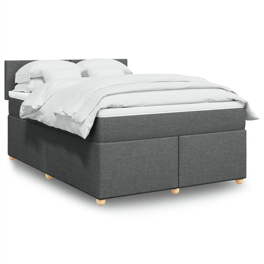 vidaXL Boxspring met matras stof donkergrijs 90x190 cm