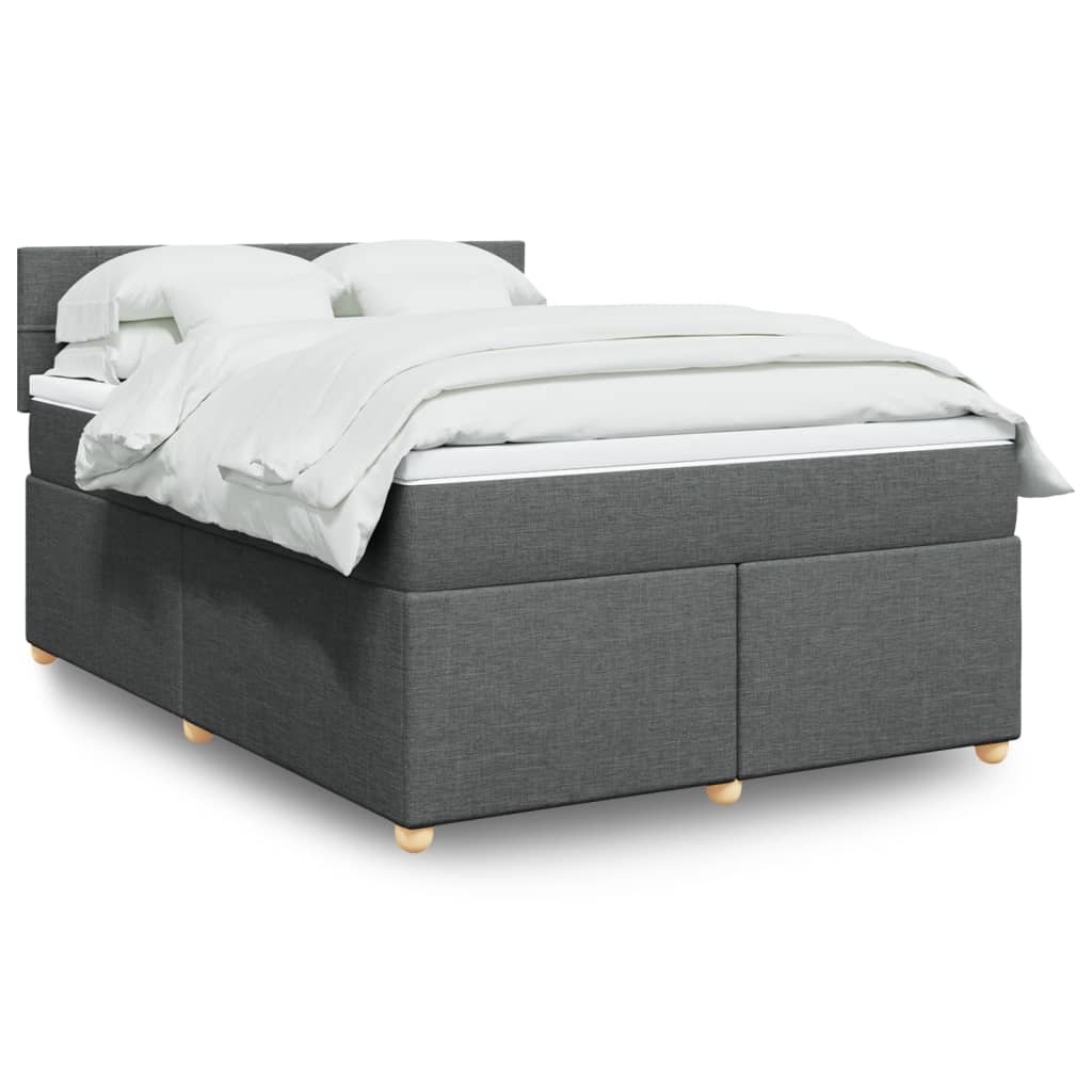 vidaXL Boxspring met matras stof donkergrijs 90x190 cm