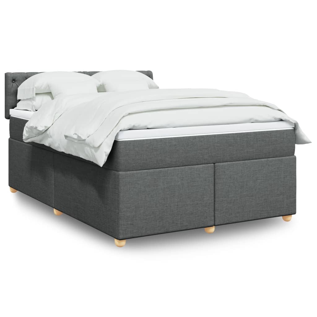vidaXL Boxspring met matras stof donkergrijs 90x190 cm