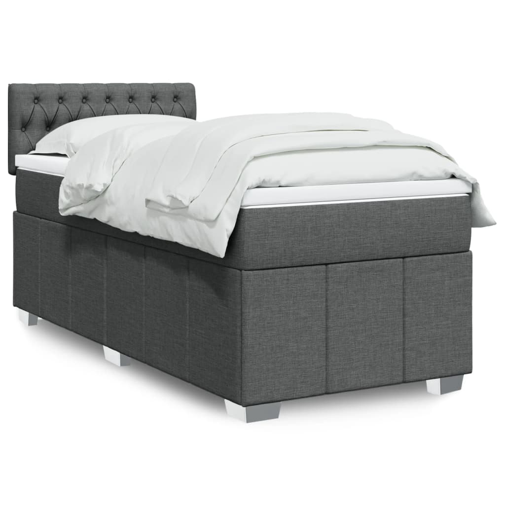 vidaXL Boxspring met matras stof donkergrijs 120x200 cm