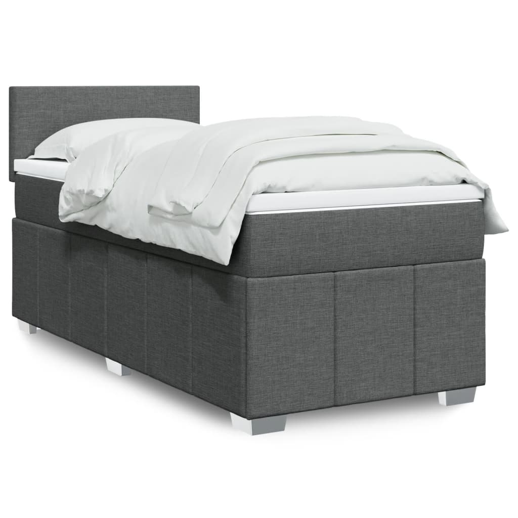 vidaXL Boxspring met matras stof donkergrijs 120x200 cm