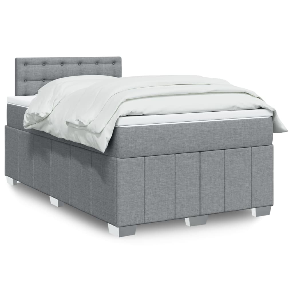 vidaXL Boxspring met matras stof donkergrijs 120x200 cm