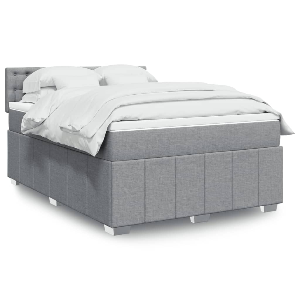 vidaXL Boxspring met matras stof donkergrijs 120x200 cm