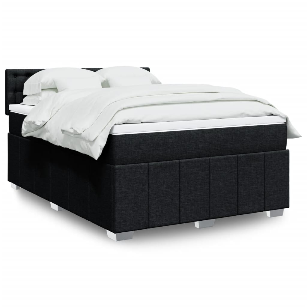 vidaXL Boxspring met matras stof donkergrijs 120x200 cm