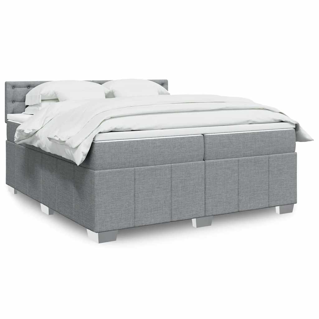 vidaXL Boxspring met matras stof donkergrijs 120x200 cm