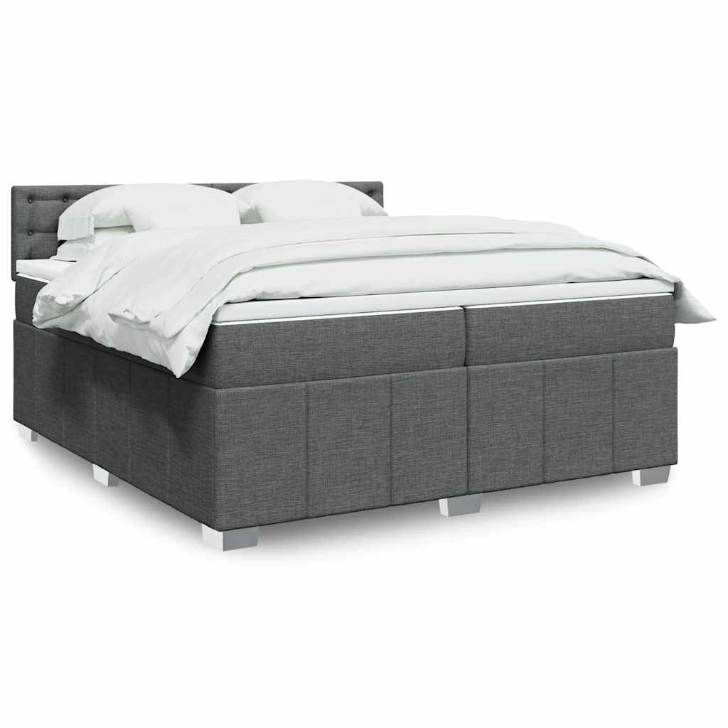 vidaXL Boxspring met matras stof donkergrijs 120x200 cm