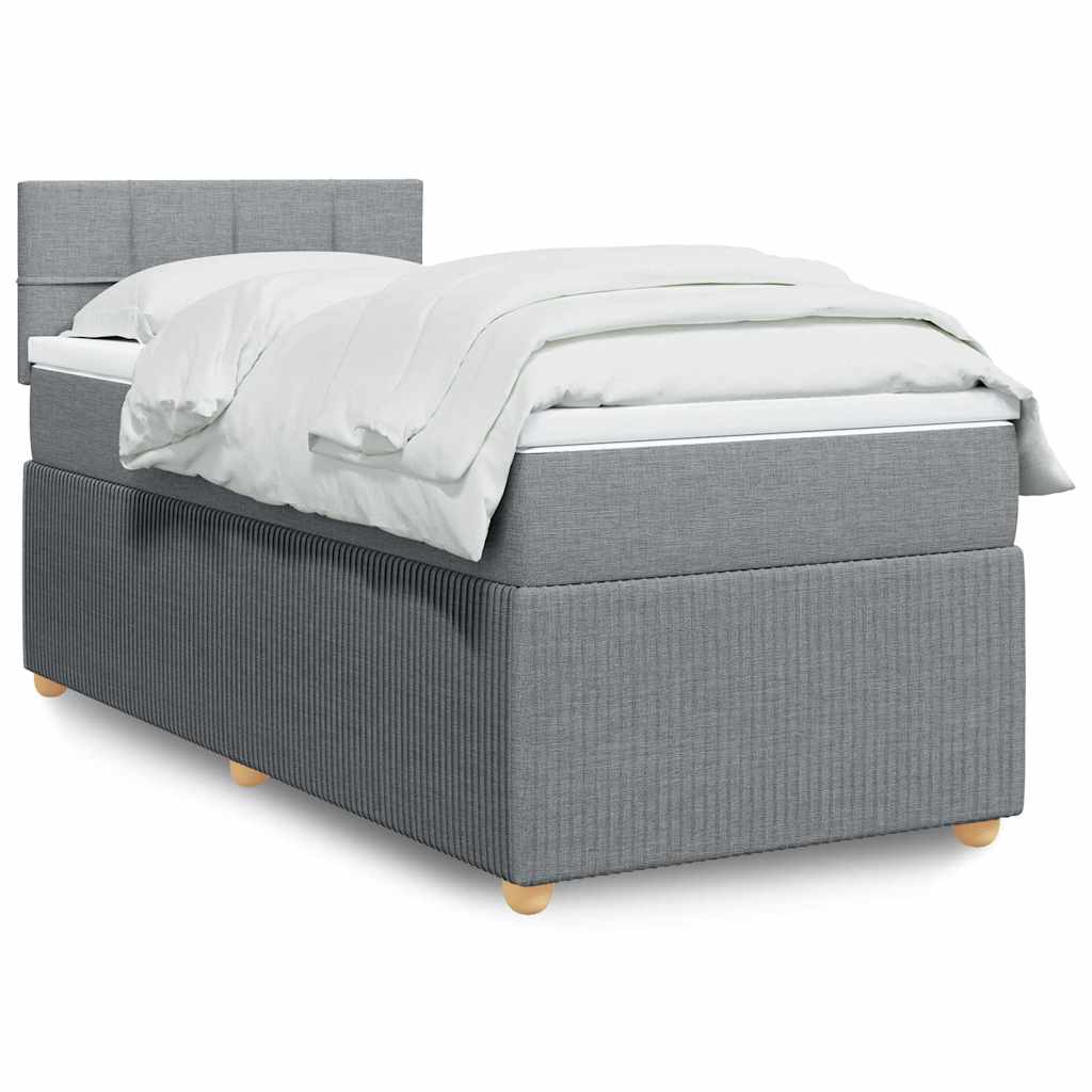 vidaXL Boxspring met matras stof blauw 90x190 cm