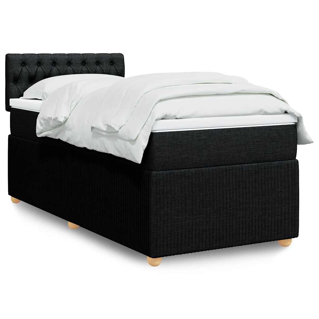vidaXL Boxspring met matras stof blauw 90x190 cm