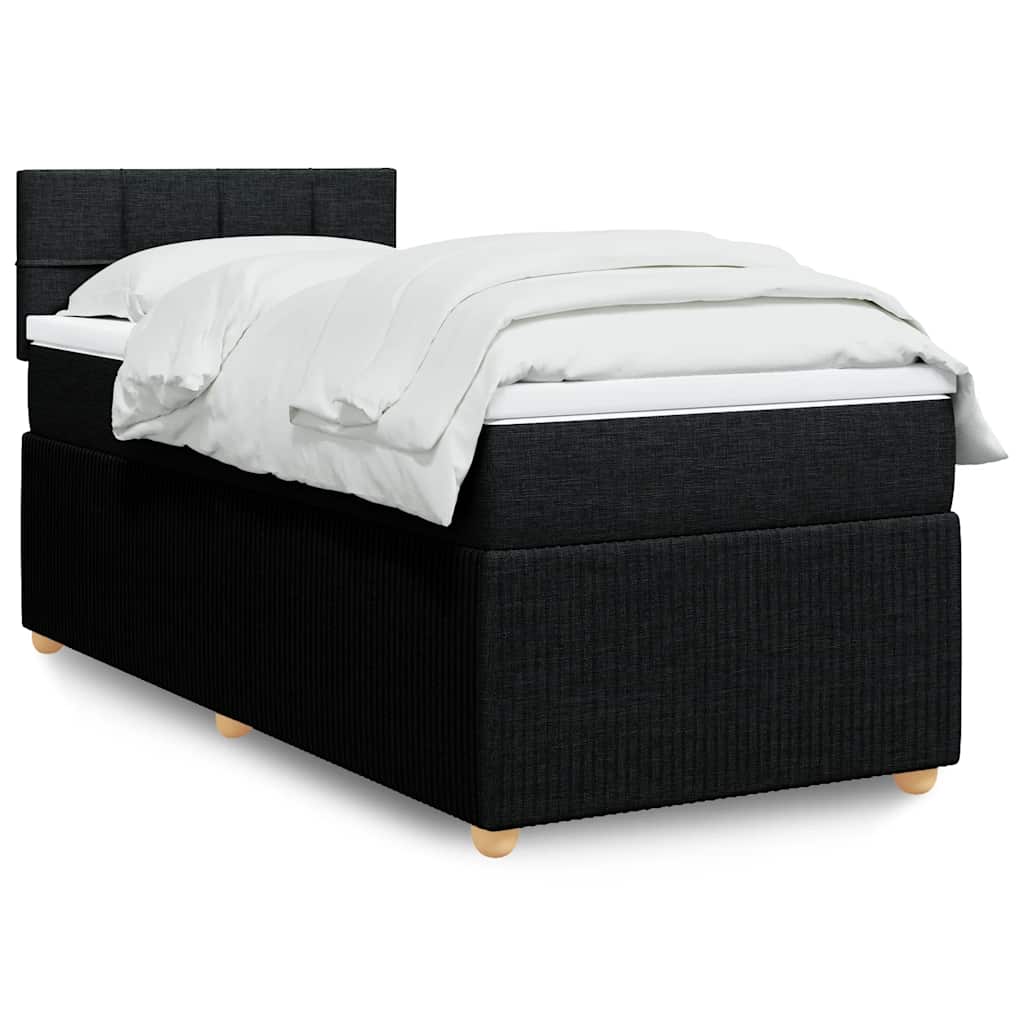 vidaXL Boxspring met matras stof blauw 90x190 cm