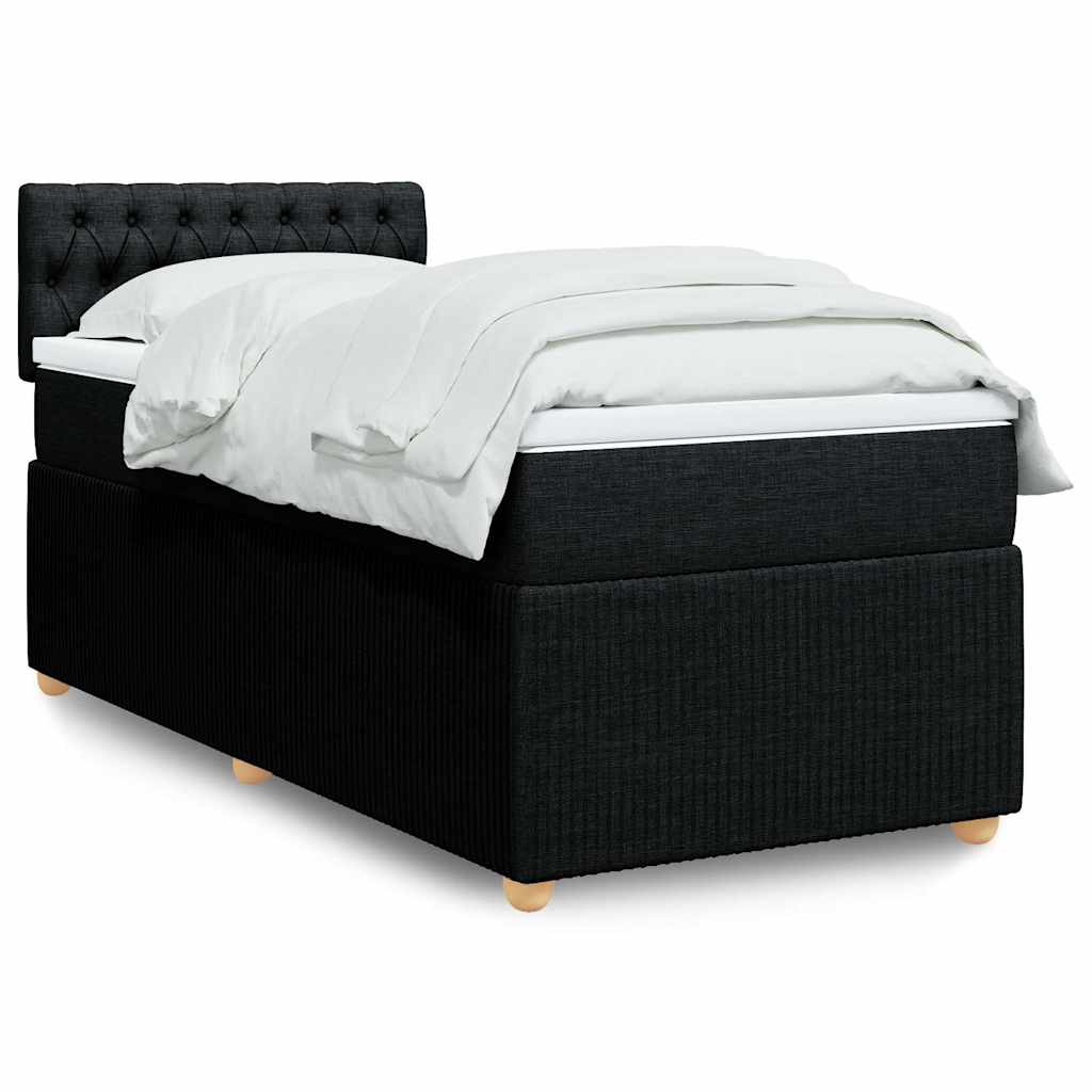 vidaXL Boxspring met matras stof blauw 90x190 cm