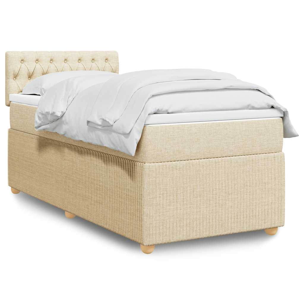 vidaXL Boxspring met matras stof blauw 90x190 cm