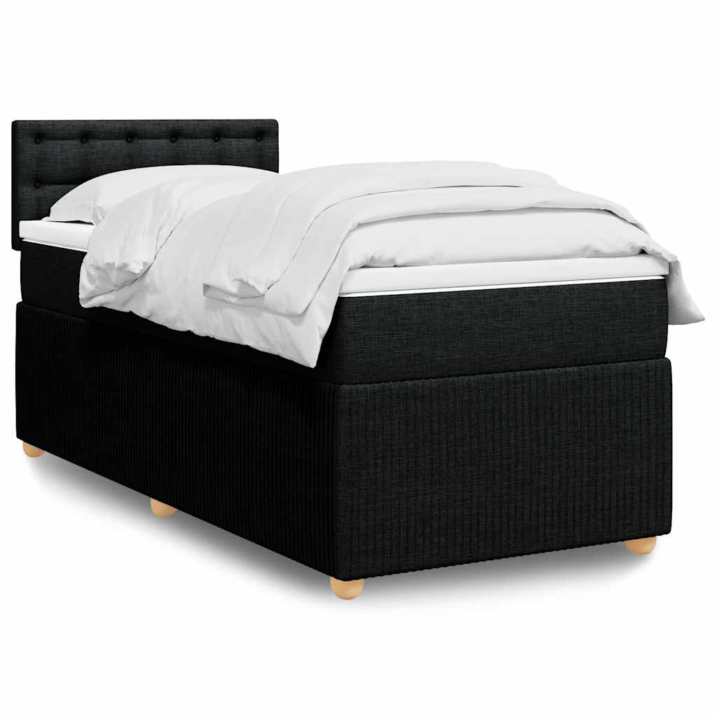 vidaXL Boxspring met matras stof blauw 90x190 cm