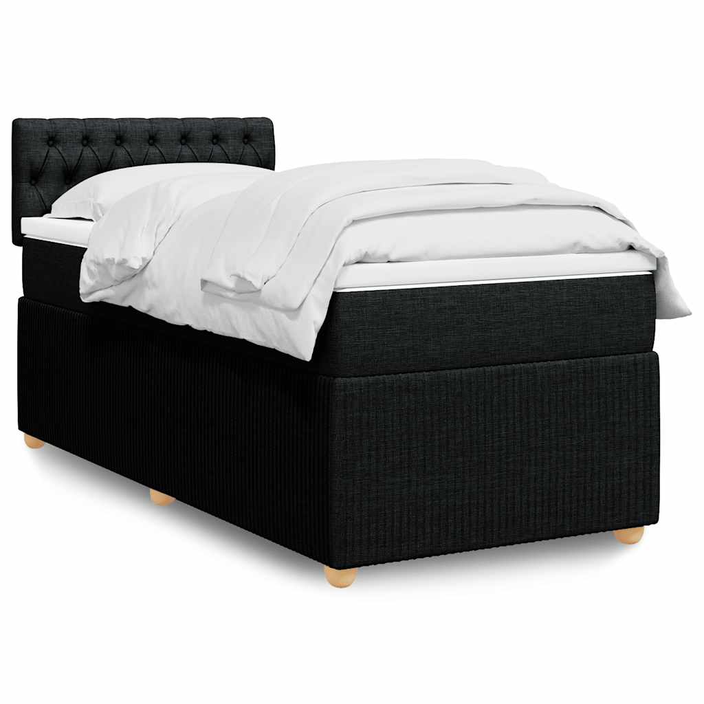 vidaXL Boxspring met matras stof blauw 90x190 cm