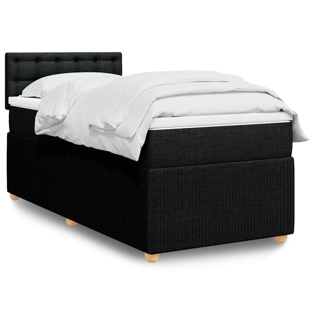 vidaXL Boxspring met matras stof blauw 90x190 cm