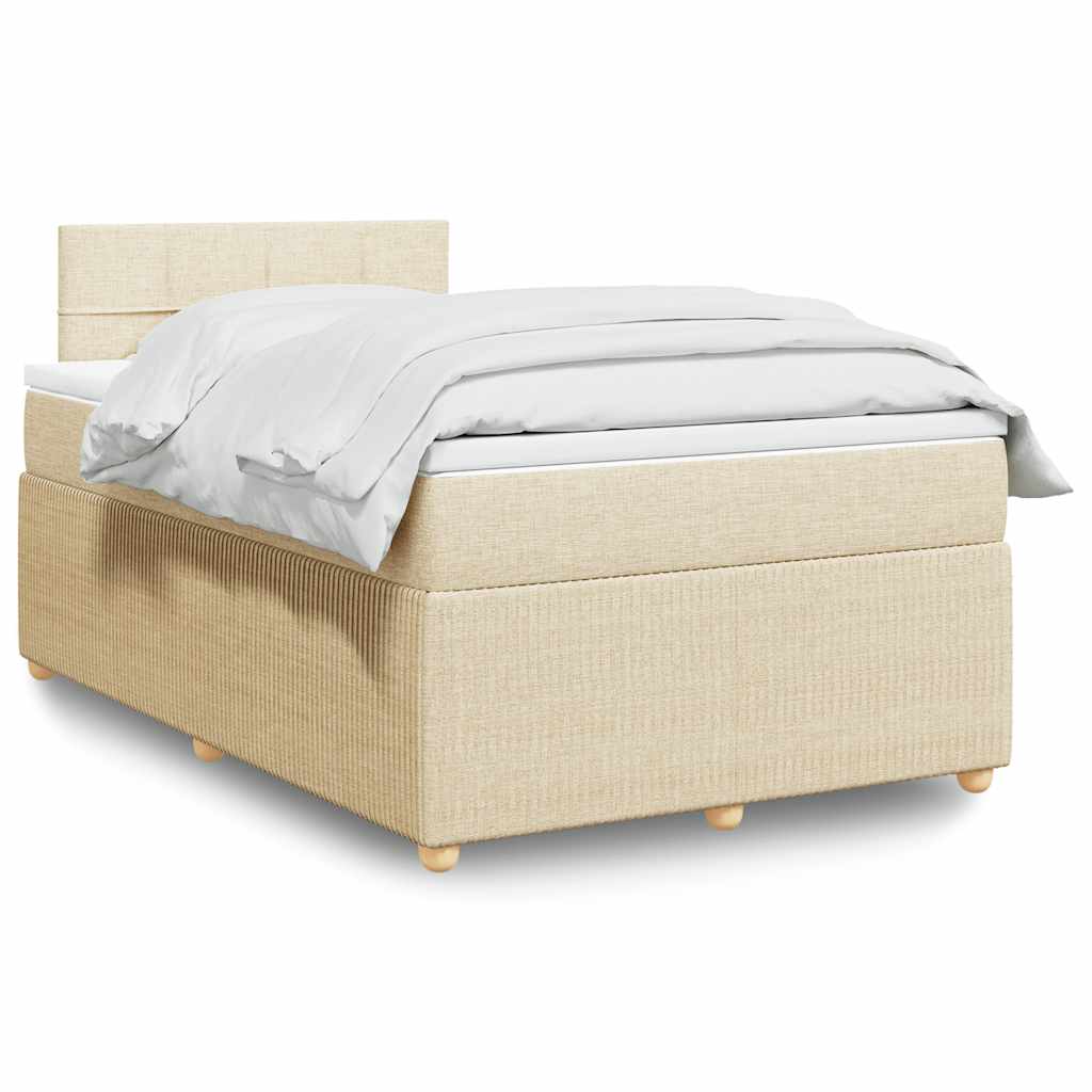 vidaXL Boxspring met matras stof blauw 90x190 cm