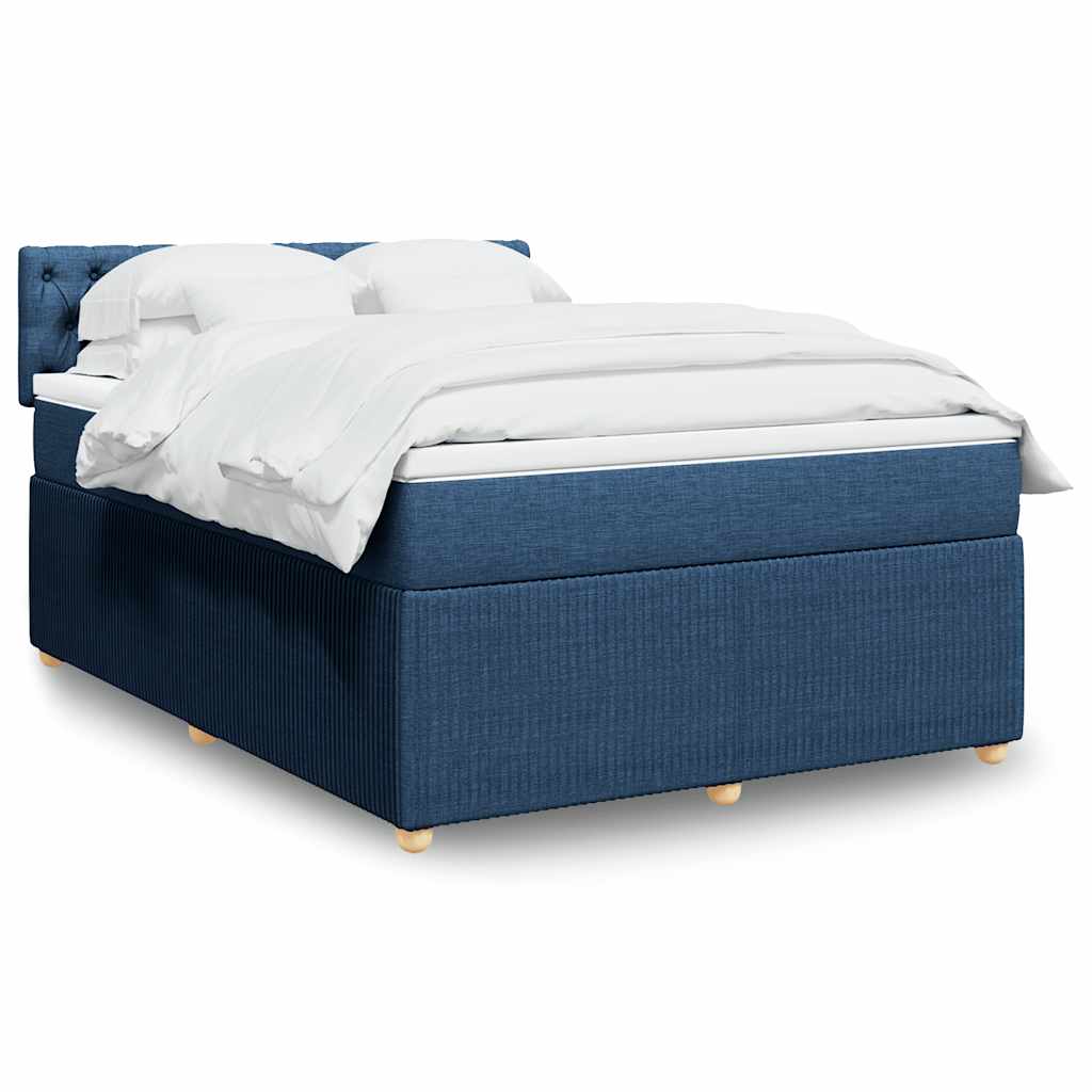 vidaXL Boxspring met matras stof blauw 90x190 cm